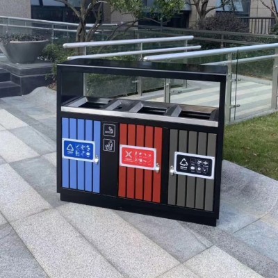 不锈钢三分类垃圾桶