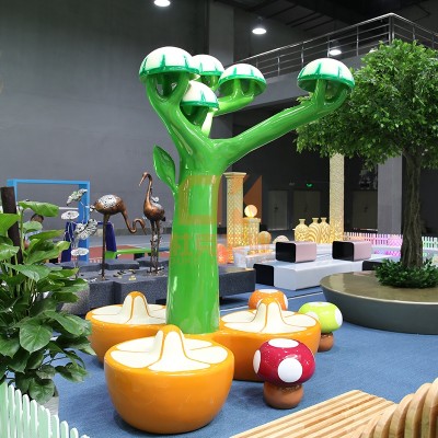 玻璃钢蘑菇树雕塑坐凳艺术造型