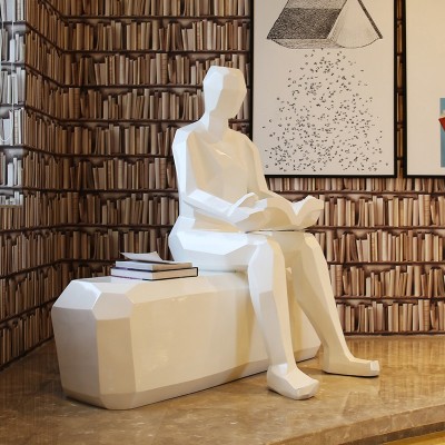 玻璃钢读者雕塑
