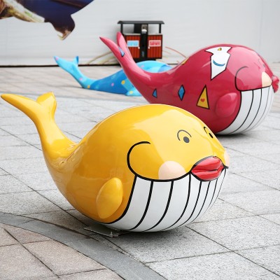 玻璃钢动物雕塑彩绘鱼摆件