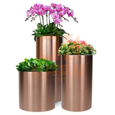 不锈钢圆柱花盆
