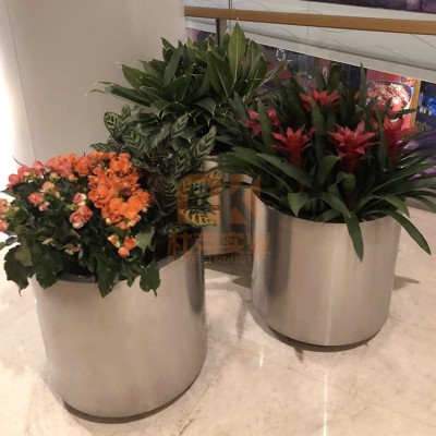 不锈钢圆柱花盆