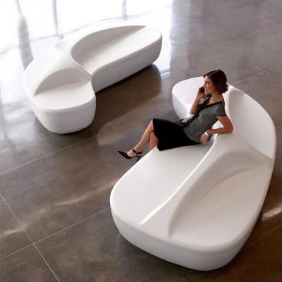 玻璃钢四人组合软包艺术沙发座椅