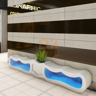 玻璃钢海浪座椅创意艺术花盆坐凳组合