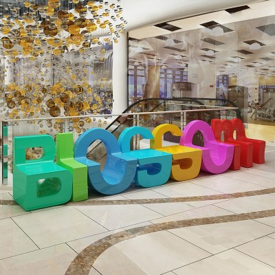 玻璃钢字母座椅艺术造型坐凳