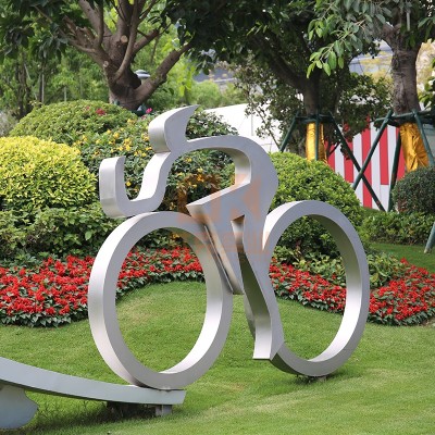 不锈钢自行车比赛雕塑