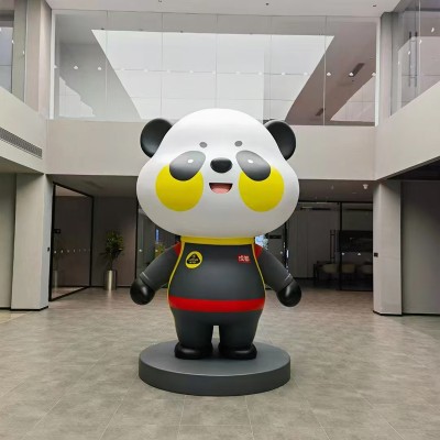 玻璃钢网红打卡卡通熊猫雕塑摆件