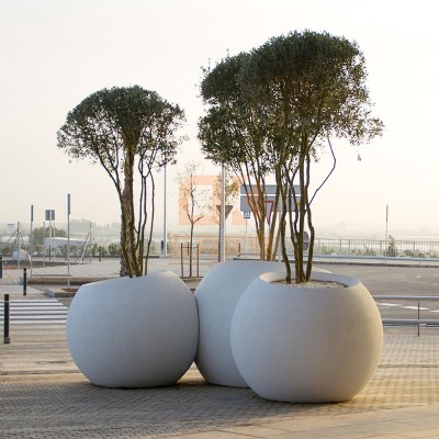 户外玻璃钢圆形花盆大型景观艺术花钵