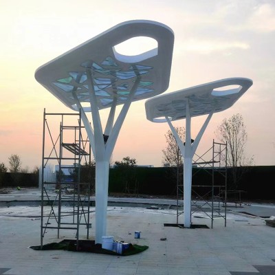 不锈钢叶子造型廊架景观艺术异形雕塑