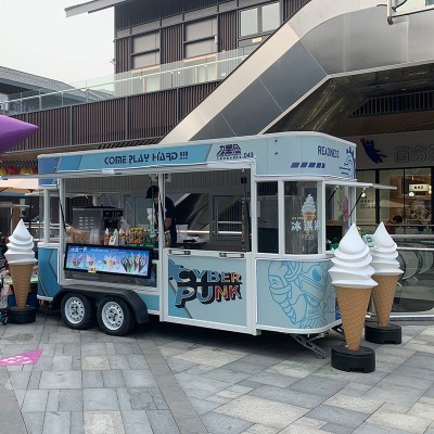 网红街区美陈餐车不锈钢金属艺术摆摊车