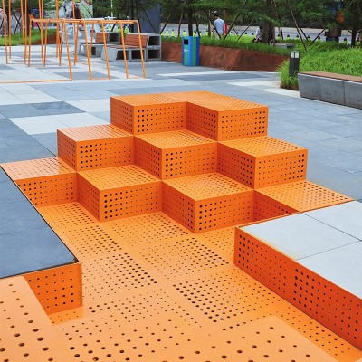 方形广场不锈钢坐凳