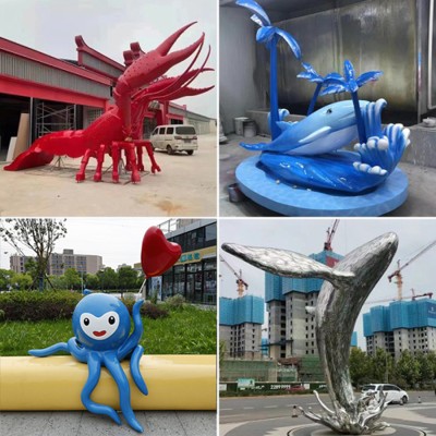 海洋系列玻璃钢雕塑鲸鱼章鱼大龙虾海豚动物雕塑摆件
