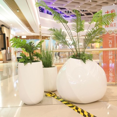 商场玻璃钢异形花钵组合