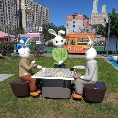 玻璃钢兔子雕塑动物景观艺术园林广场摆件