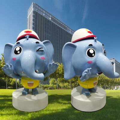 玻璃钢卡通大象雕塑动物造型艺术景观摆件