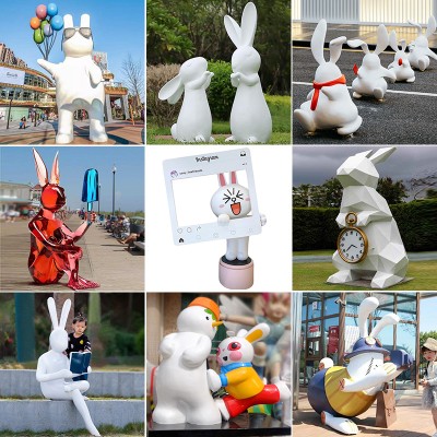 玻璃钢兔子雕塑动物景观艺术园林广场摆件