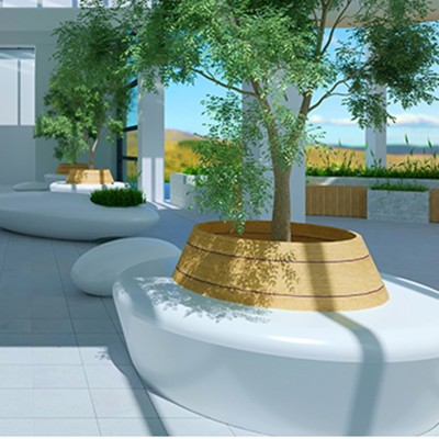 玻璃钢树池花坛坐凳商场景观艺术休闲座椅