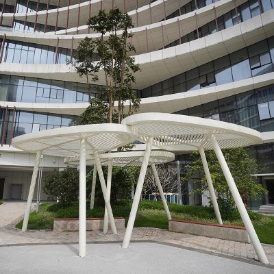 公园小区不锈钢异形廊架景观金属钢结构凉亭