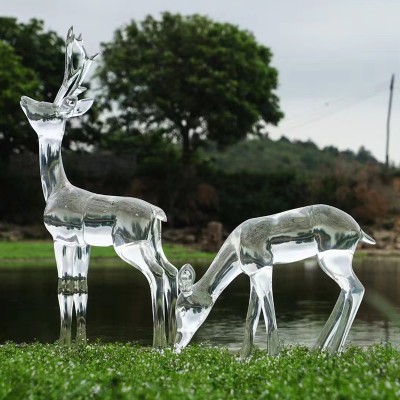 透明树脂鹿雕塑艺术景观动物摆件