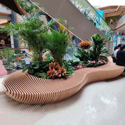 木质切片花坛座椅艺术花坛景观坐凳