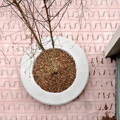 水磨石圆形树池坐凳景观花坛