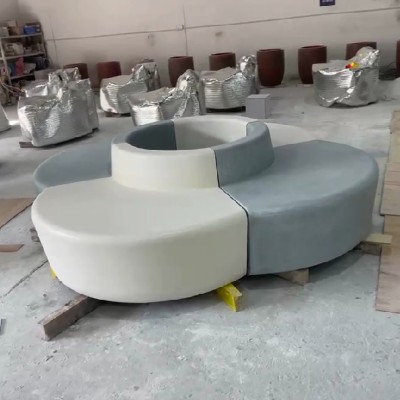 GRC混凝土花瓣形树池坐凳UHPC景观花坛