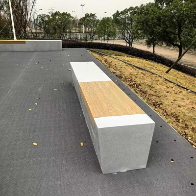 GRC混凝土木面坐凳长条UHPC户外景观座椅
