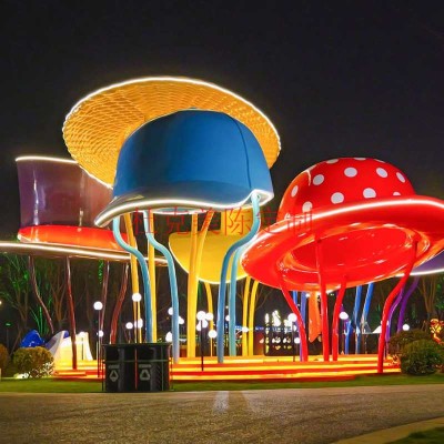 玻璃钢帽子造型雕塑景区小镇景观小品摆件