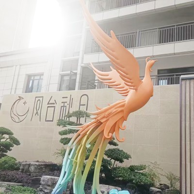 玻璃钢凤凰雕塑造型售楼处小区公园景观摆件