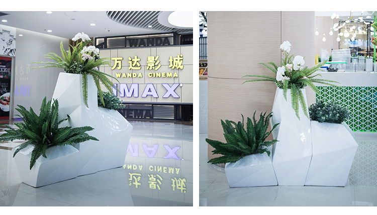 玻璃钢菱形花盆组合