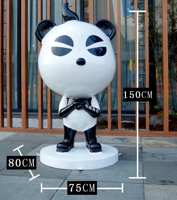 餐饮美食店玻璃钢卡通熊猫雕塑摆件