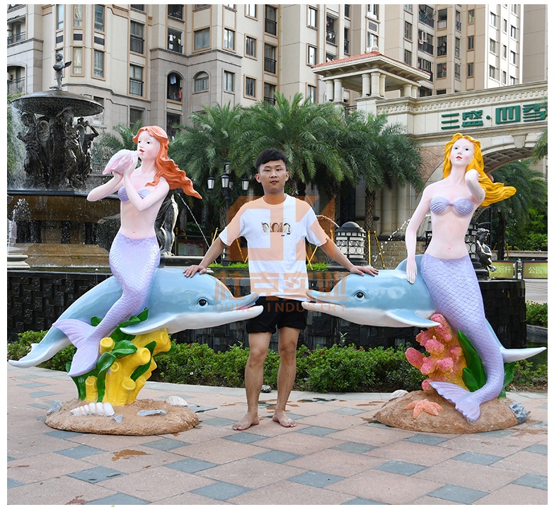 玻璃钢海豚人鱼雕塑