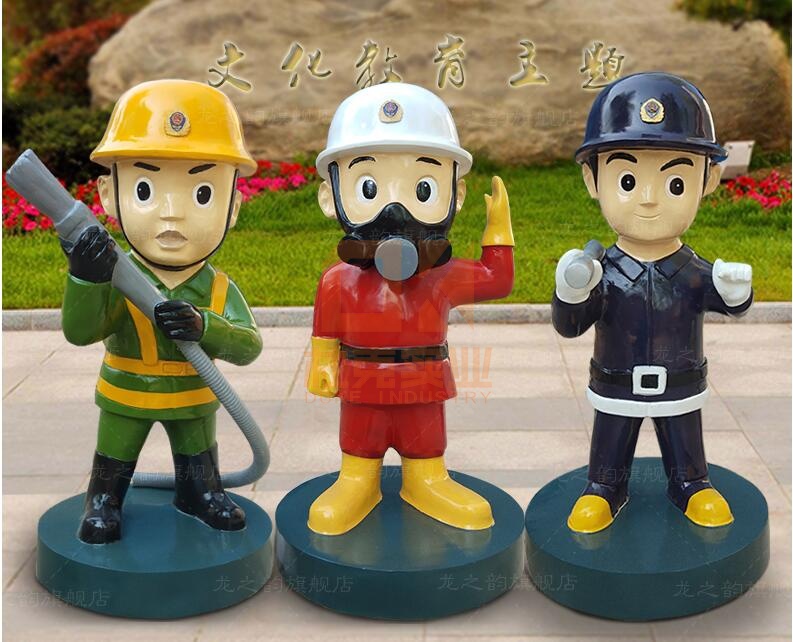 玻璃钢消防员雕塑，消防文化主题雕塑!