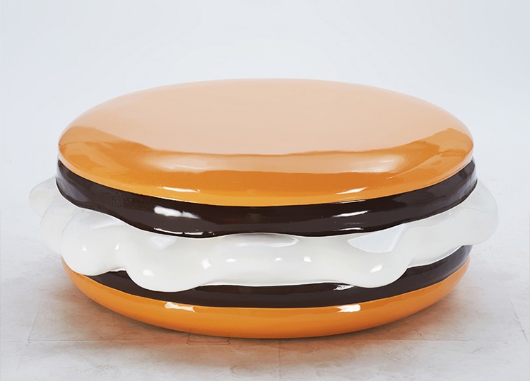 玻璃钢汉堡造型坐凳圆形艺术造型座椅