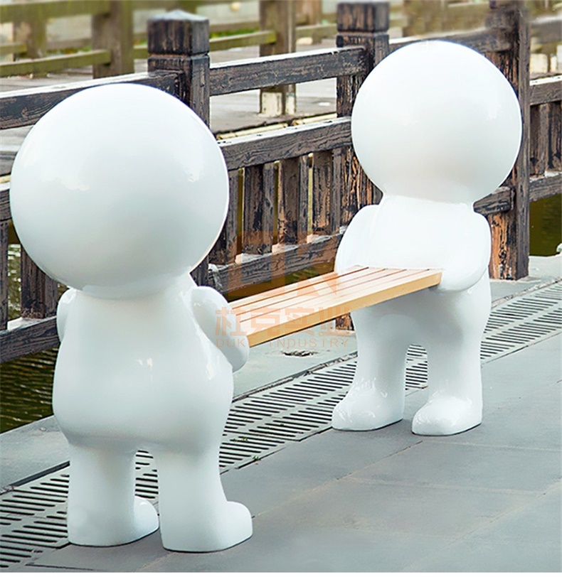 玻璃钢小白人坐凳艺术造型雕塑景观座椅