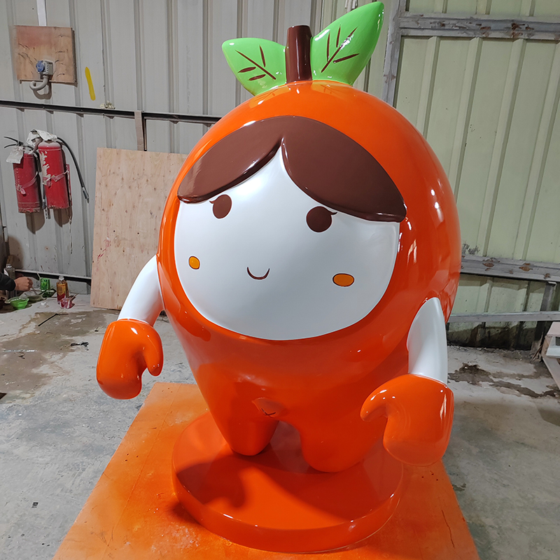 玻璃钢卡通橙子雕塑橘子造型公仔玩偶 玻璃钢卡通橙子雕塑橘子造型公仔玩偶