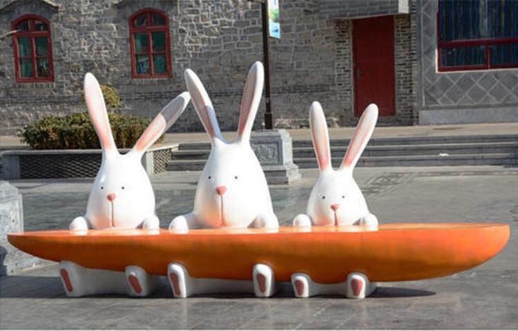 胡萝卜兔子造型玻璃钢坐凳创意儿童休闲椅