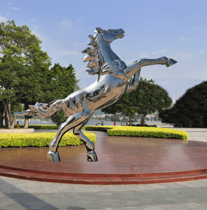 不锈钢马雕塑动物造型户外景观小品摆件