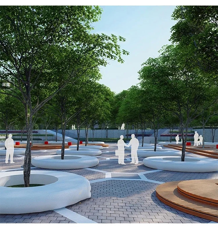 圆形GRC混凝土树池大型户外花坛花池 圆形GRC混凝土树池大型户外花坛花池