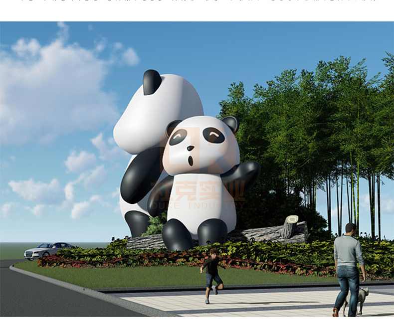 玻璃钢熊猫雕塑卡通户外景观形象小品摆件