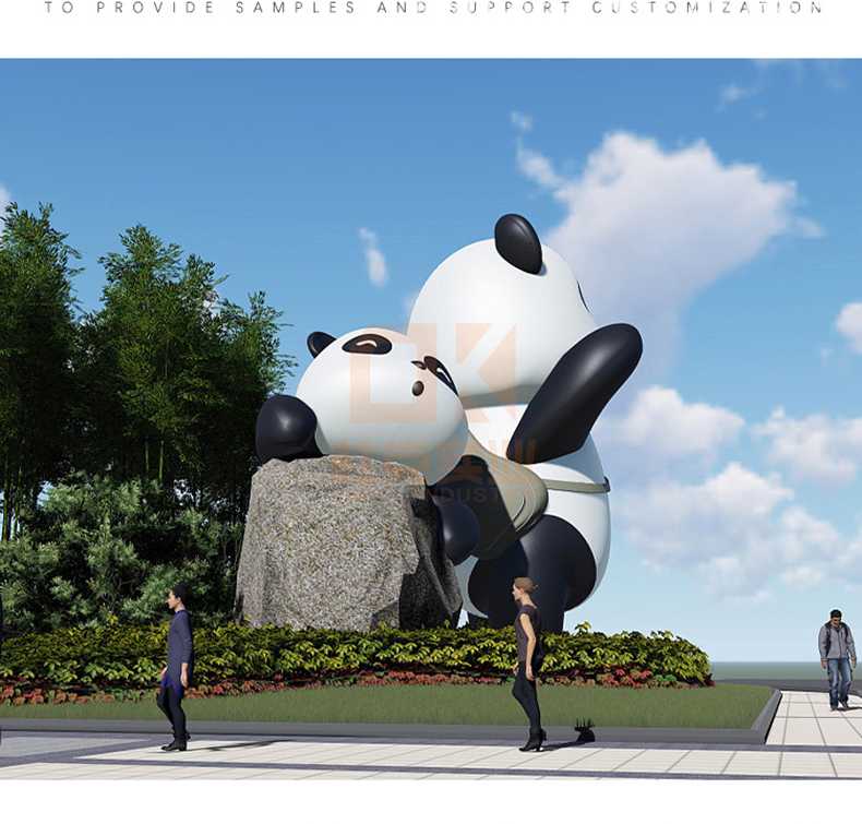 玻璃钢熊猫雕塑卡通户外景观形象小品摆件 玻璃钢熊猫雕塑卡通户外景观形象小品摆件