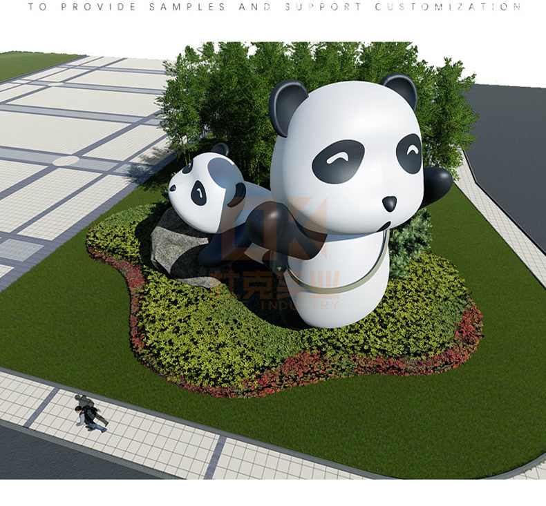 玻璃钢熊猫雕塑卡通户外景观形象小品摆件 玻璃钢熊猫雕塑卡通户外景观形象小品摆件