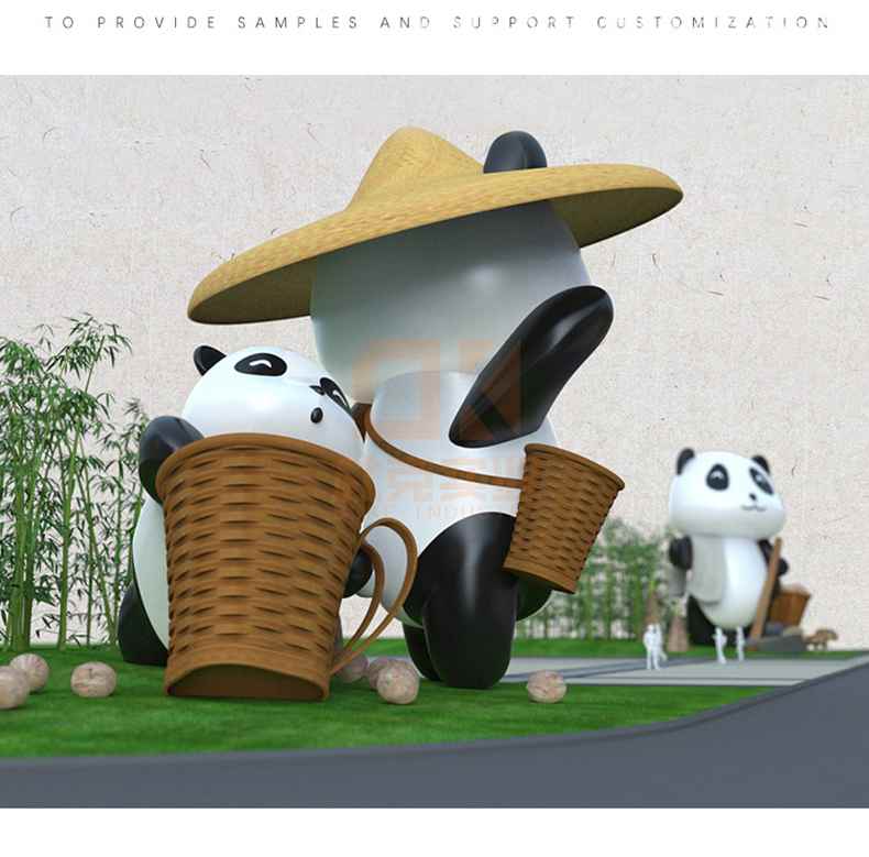 玻璃钢熊猫雕塑卡通户外景观形象小品摆件 玻璃钢熊猫雕塑卡通户外景观形象小品摆件