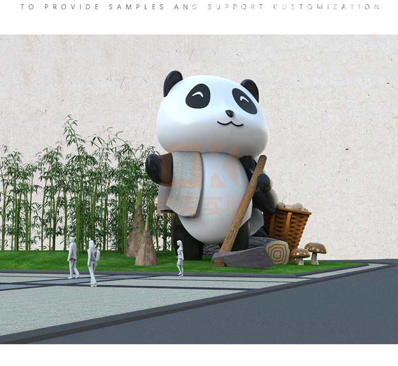 玻璃钢熊猫雕塑卡通户外景观形象小品摆件 玻璃钢熊猫雕塑卡通户外景观形象小品摆件