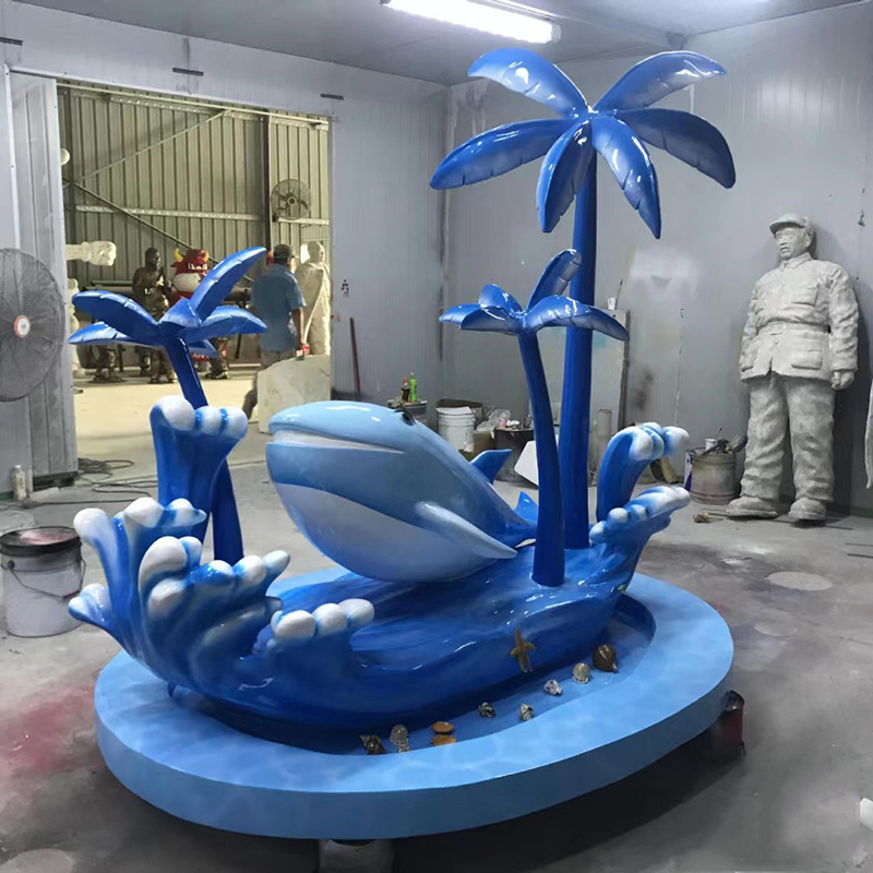 海洋系列玻璃钢雕塑鲸鱼章鱼大龙虾海豚动物雕塑摆件