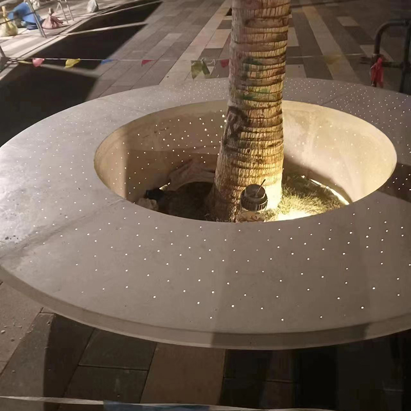 GRC圆形发光树池坐凳花坛景观座椅 GRC圆形发光树池坐凳花坛景观座椅