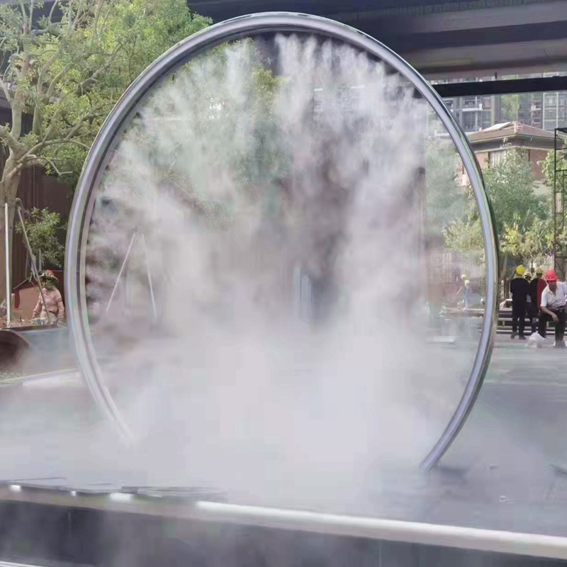 网红互动美陈不锈钢水雾门雕塑摆件 网红互动美陈不锈钢水雾门雕塑摆件