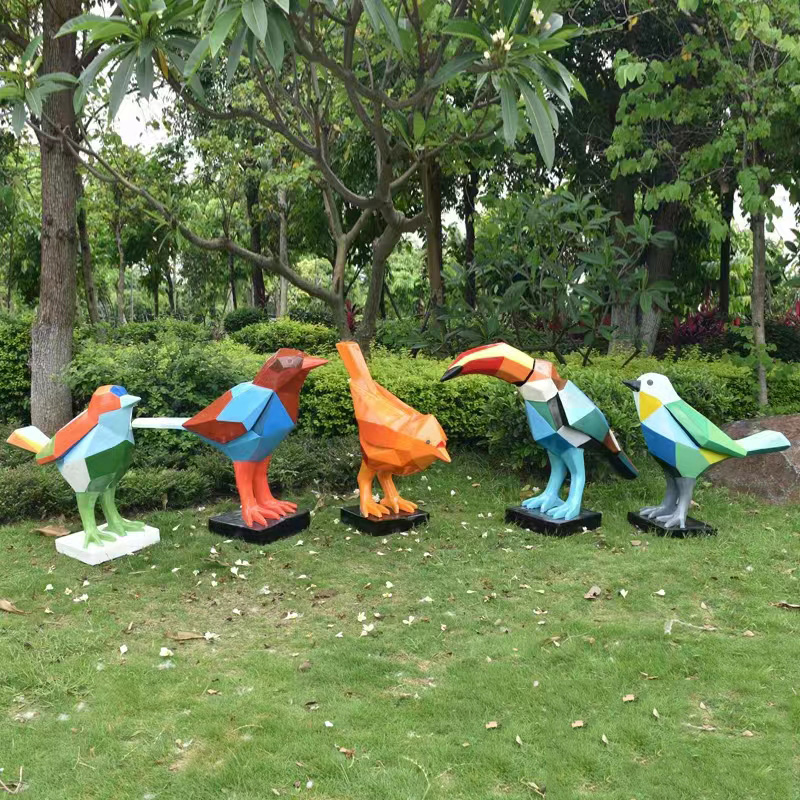 玻璃钢切面鸟雕塑几何雕塑造型摆件 玻璃钢切面鸟雕塑几何雕塑造型摆件