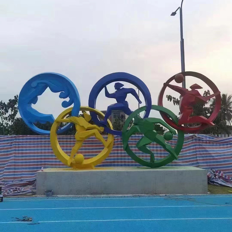 奥运五环玻璃钢雕塑摆件不锈钢景观造型 奥运五环玻璃钢雕塑摆件不锈钢景观造型