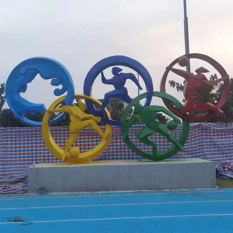 奥运五环玻璃钢雕塑摆件不锈钢景观造型 奥运五环玻璃钢雕塑摆件不锈钢景观造型